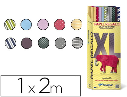 Papel regalo xl rollo 1mt.x2mt. Sadipal