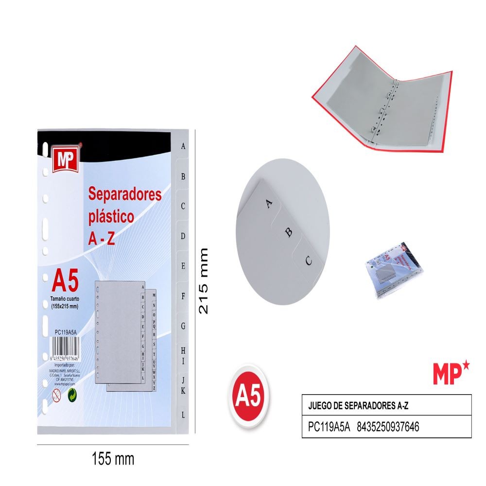 Separadores a-z cuartilla A5