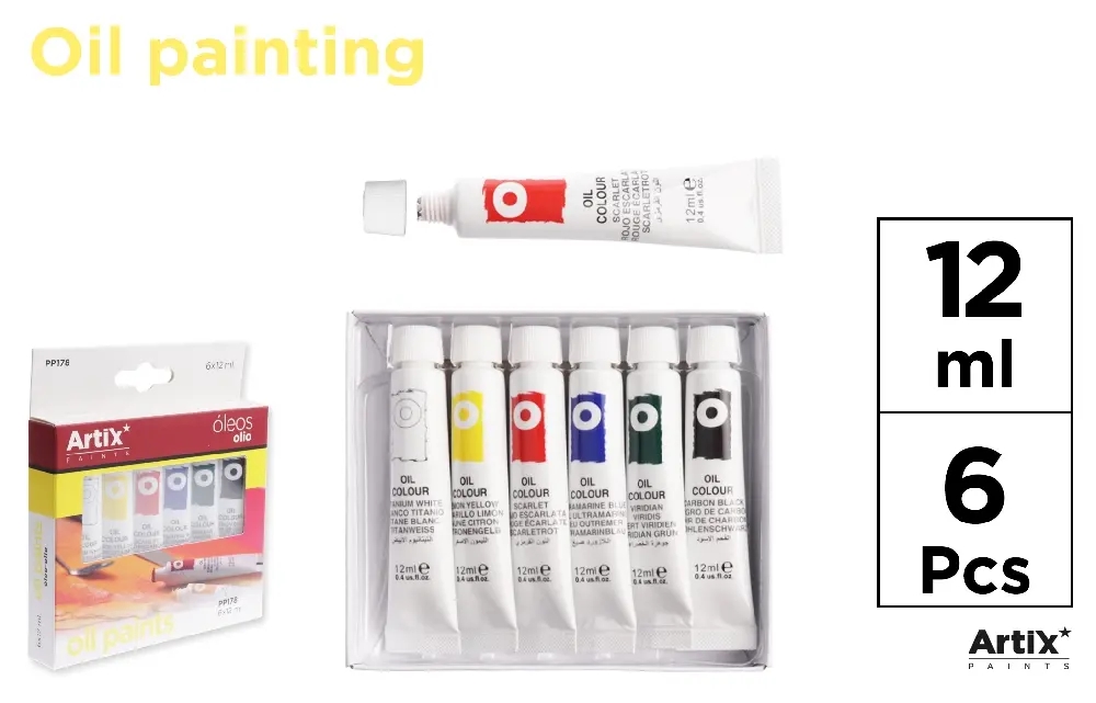 Pintura al óleo 6 tubos x 12ml Artix