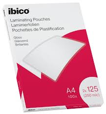 Fundas plastificación A4-125x2 micras brillo - Ibico Caja 100