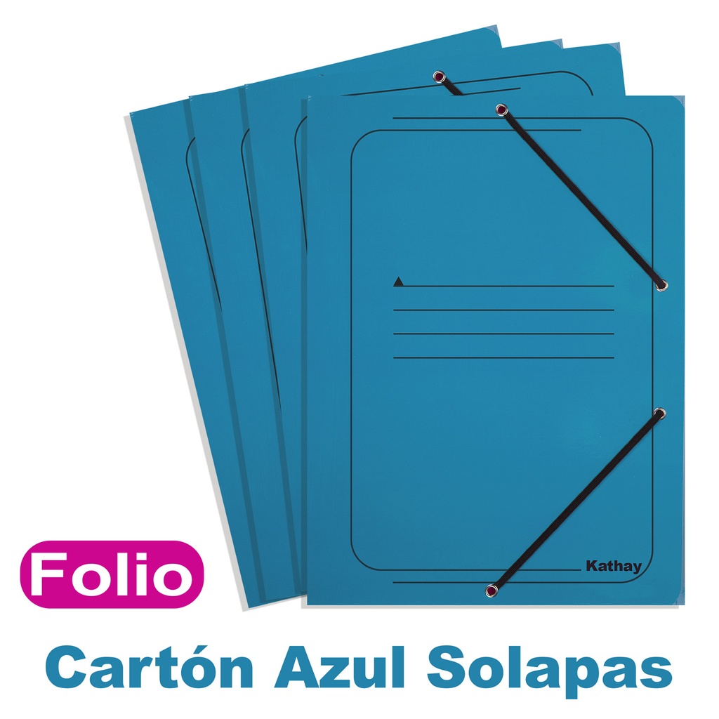 Carpeta carton azul Fº 3 solapas-Grafoplas