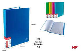 Carpeta 60 fundas A4 Tapa fluorescente