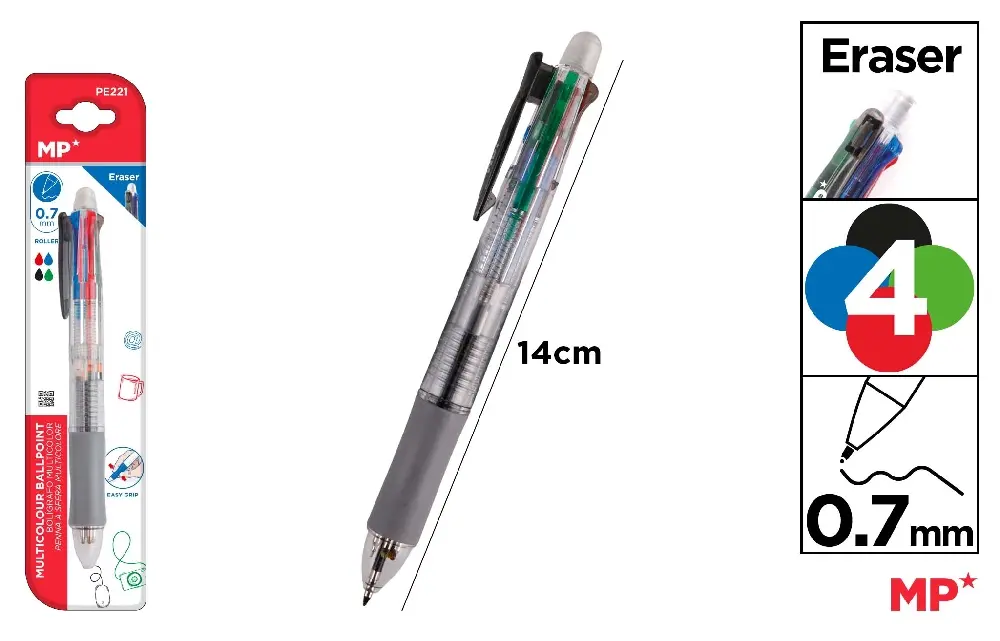 Bolígrafo 4 colores 0.7mm y Portaminas 0.5mm.
