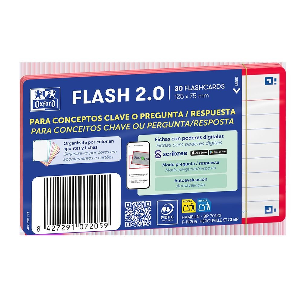 Flashcards 2.0 oxf 75x125 30f 1lin Rojo
