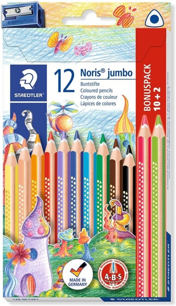 Lápices colores triangulares jumbo 128 Estuche 10+2