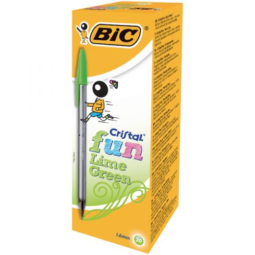 BOLÍGRAFOGRAFO BIC CRISTAL FUN 1.6mm.VERDE CAJA 20 UND.