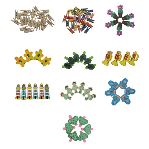 [68 00 63 00] Pinzas de madera trompetas pack 4 und.