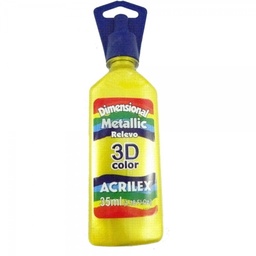 Pintura dimensional metálica Acrilex 533 amarillo