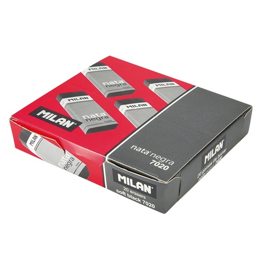 [CPM7020] Goma de borrar Milan 7020 nata negra caja 20und.