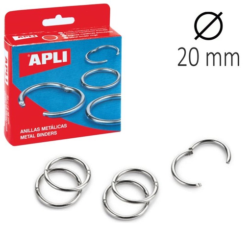 [00451] Caja anillas metálicas 20mm 20 unid Apli