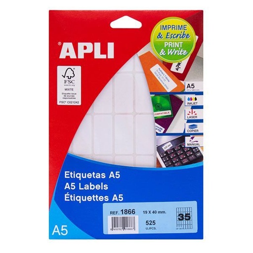 [1866] Etiquetas adhesivas Apli 19x40