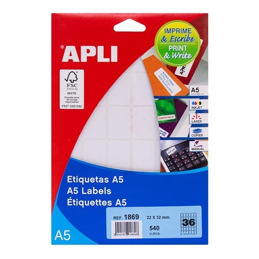 [1869] Etiquetas adhesivas Apli 22x32