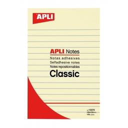 [13370] Classic notes 100x150mm amarillo 100h 1 línea Apli