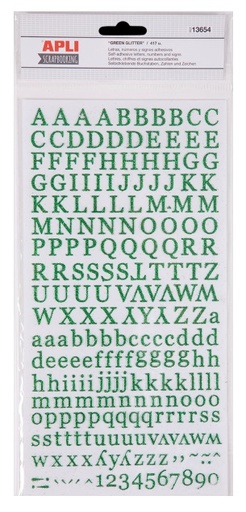 [13654] Abc stickers glitter verde 2h.