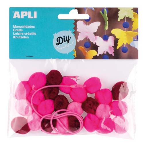 [14788] Pompones tonos rosa collares bolsa 25u