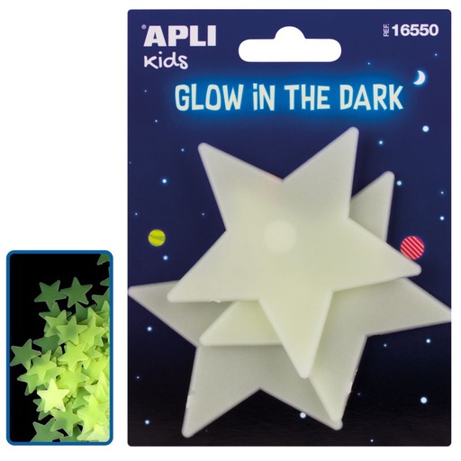[16550] Pegatinas estrellas luminiscentes 3 unid Apli
