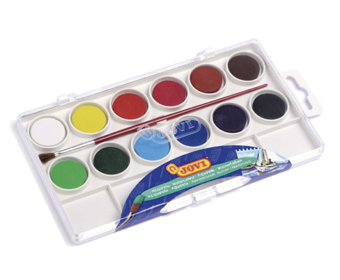 [800/12] Estuche plástico acuarelas 22mm 12 pastillas Jovi
