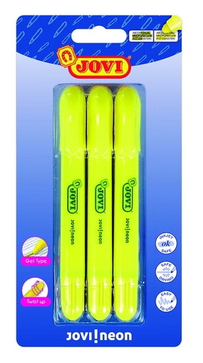 [1811] Blíster 3 marcadores gel amarillo jovi