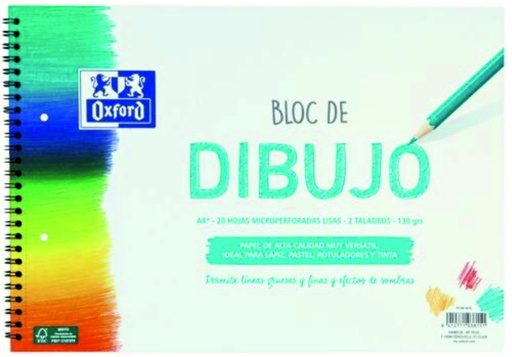 [400 148 235] Bloc de dibujo espiral Oxford A4+ 20h. Lisa 130g. Tala