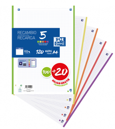[400148310] Recambio oxford classic 5 colores A4 5x5 120h 90g