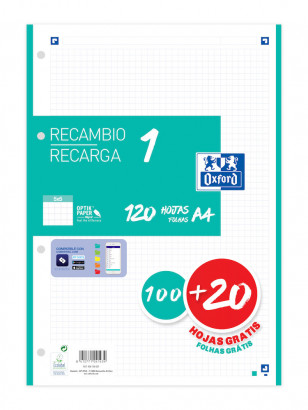 [400158057] Recambio oxford classic A4 ice mint 5x5 120h 90g