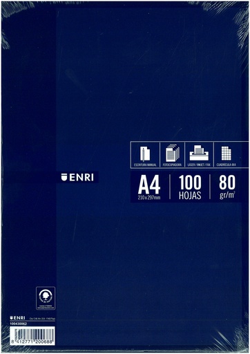 [100430062] Recambio A4 cuadricula 4x4 100h 60gr enri