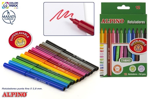 [AR001002] Rotuladores Alpino 12 punta fina