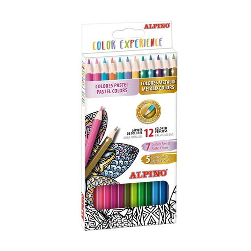 [AL000246] lápices color experience alpino pastel+metalix Caja 12und.