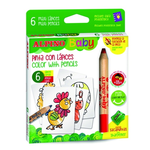 [AL002006] Estuche 6 maxilápices baby + tarjetas animales