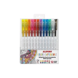 [AR001041] C/ 12 bolígrafografos colores purpurina alpino