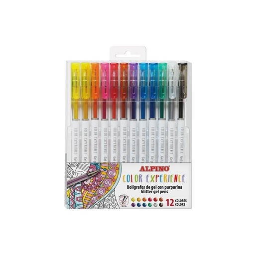 [AR001041] C/ 12 bolígrafografos colores purpurina alpino