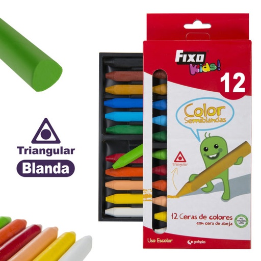 ceras color semiblandas Fixo Kids! caja 12 und.