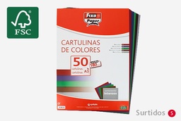 [00001496] Paquete. 50 cartulinas A4 180g. Surt. Intenso fixopape