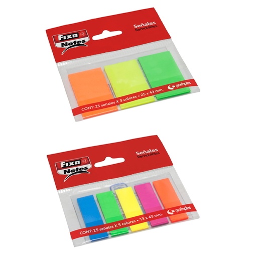 [65006280] Fixo notes removibles. 25x43mm. Colores flúor