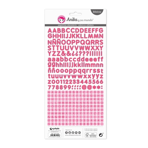 [37017154] Pack 5 abeced. Y num. Pegatinas fucsia