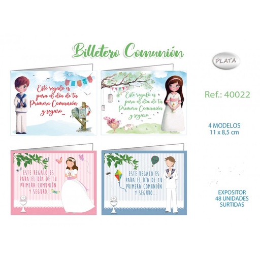 [40022] Billetero cierre comunión plata niño-niña