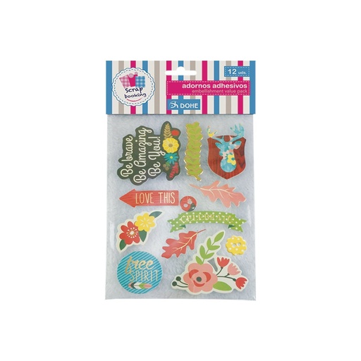 [18144] ADORNOS ADHESIVOS WOODS Pack 12 unid