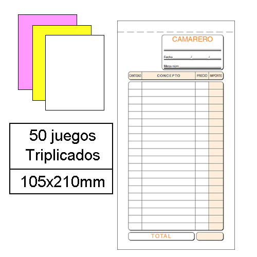 [T-101] Talonario camareros 1/3 natural triplicado Loan