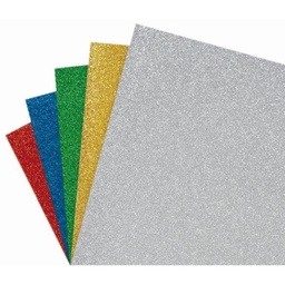[18709] KIT 5 CARTULINAS GLITTER COLORES A4+ 250gr