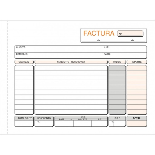 [T-64] Talonario facturas 1/4 apaisado duplicado Makro