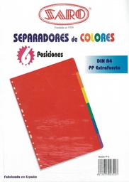 [IP-6] Separadores colores 6 posiciones dinA4 PP extrafuerte saro