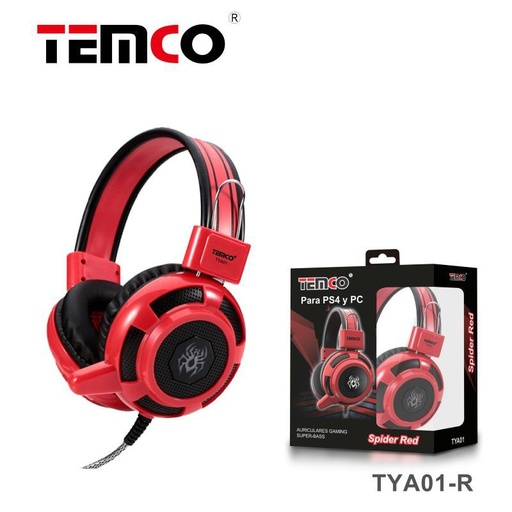 [TYA01-R] Auriculares gaming super-bass spider red temco