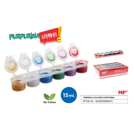 [PP162-04] Tempera 6 colores purpurina