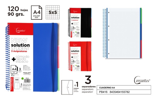 [PB416] Cuaderno A4 120h y 3 separadores
