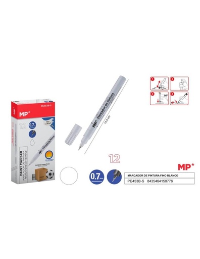 [PE453B-S] Marcador de pintura fino blanco