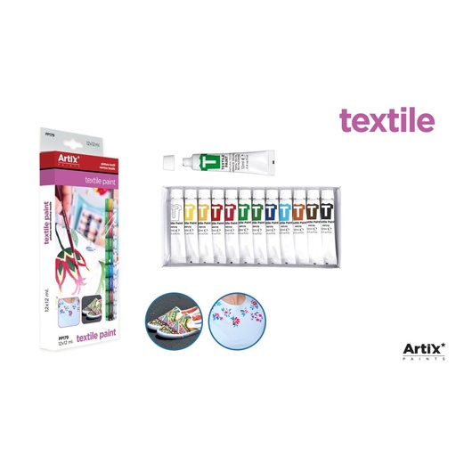 [PP179] 12 tubos de colores pintura textil 12ml MP