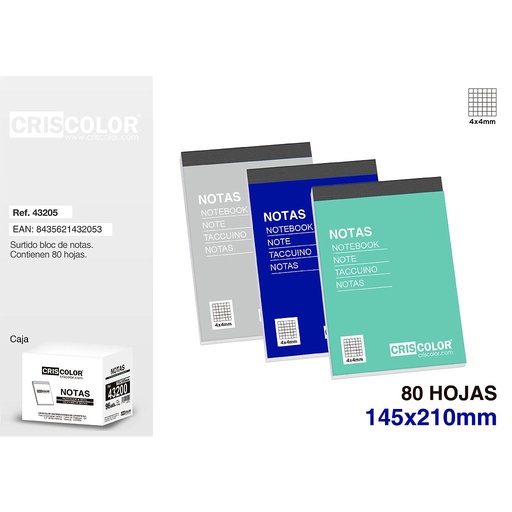 [43205] Bloc de notas 4x4 145x210mm 60g - CRISCOLOR