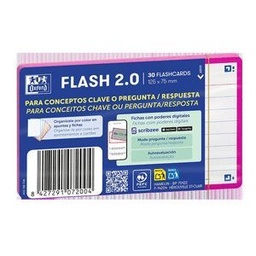 [400198708] FLASHCARDS 2.0 OXF 75X125 30F RAYADAS ROSA FUCSIA