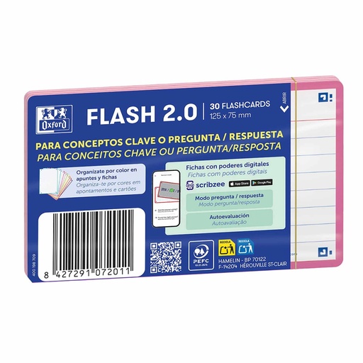 [400198709] flashcard 2.0 a7 pautado oxford rosa (30 un) rosa