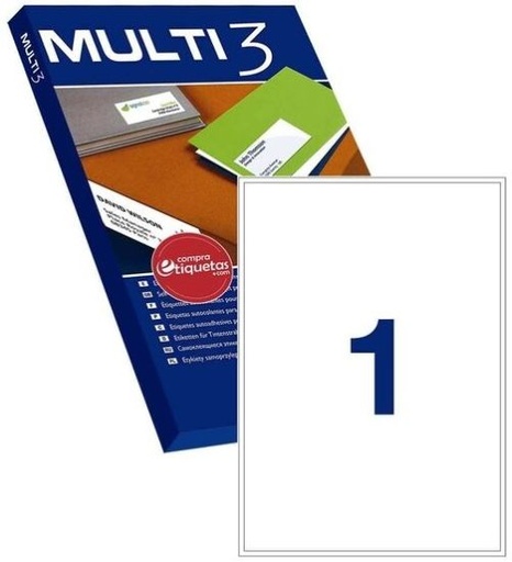 ETIQUETAS FT/IM A4 210X297 MULTI3 CANTOS RECTOS C/100 HOJAS